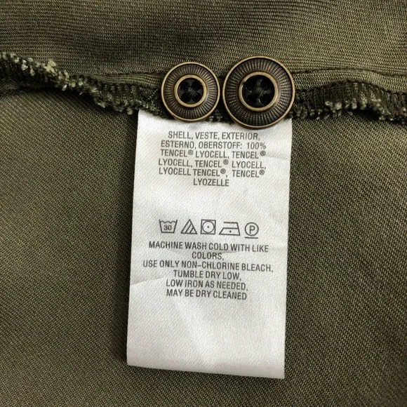 Holding Horses Fit and Flare Shirt Dress Size 8 Olive Green Lyocell - Picture 9 of 15